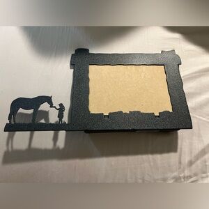 Black Horse and Child Silhouette Picture Frame